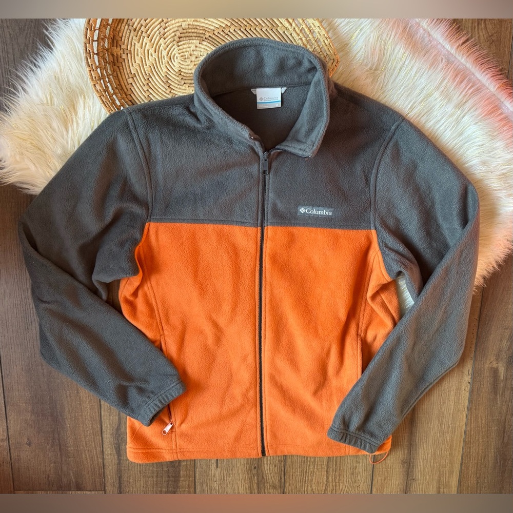 Columbia Orange Grey Steens Mountain Tech Il
Full Zip Fleece Jacket Size Medium